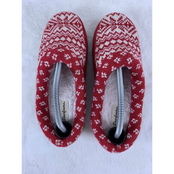 Dearfoams Women’s Clog Slippers Red White Size 9–10 Comfort Indoor Shoes - Picture 8 of 9